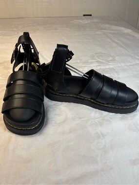 Black Chunky Gladiator Ankle Strap Sandals EU 39 Goth Grunge